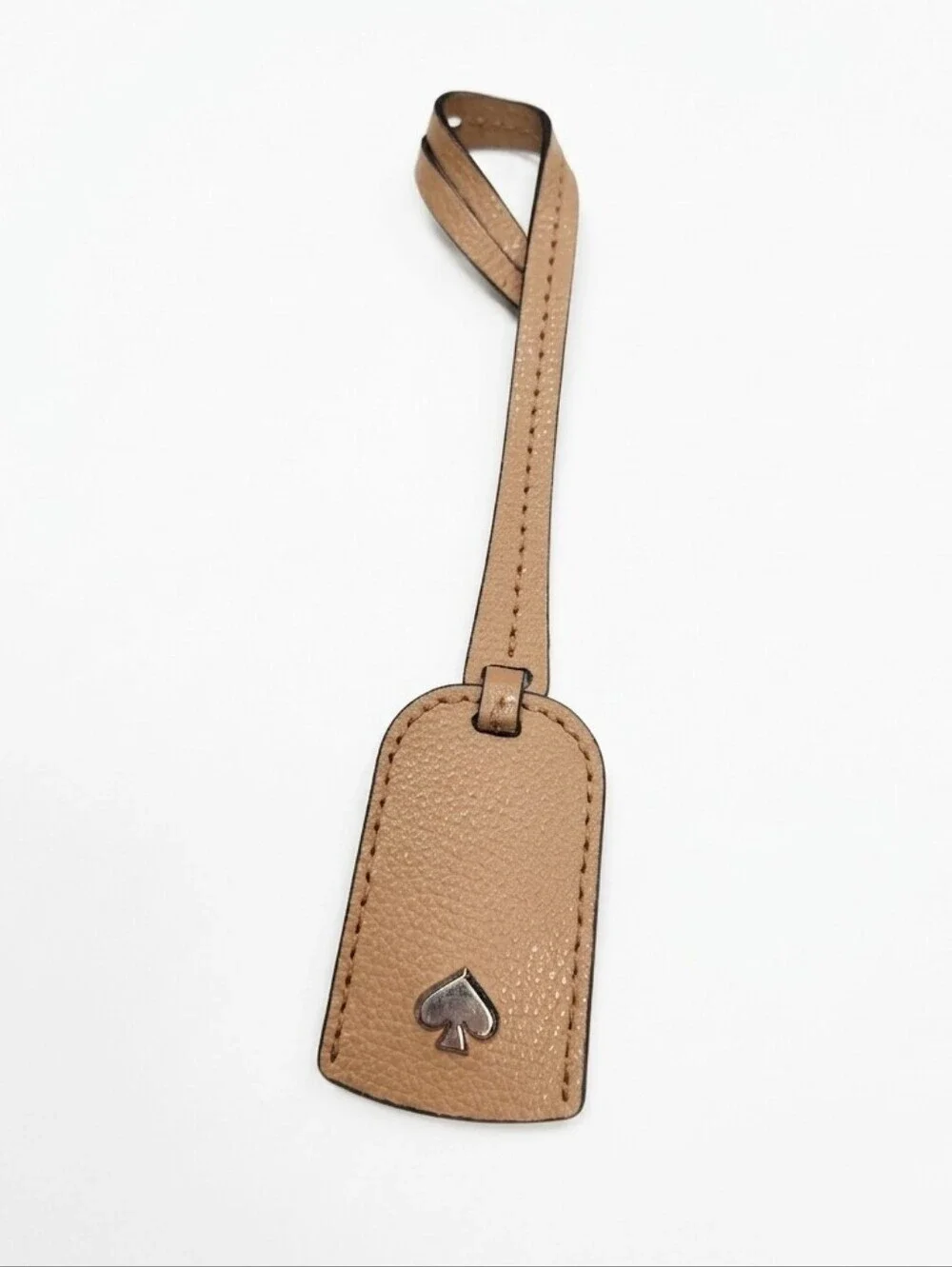 Kate Spade Tan Pebbled Leather Luggage Tag Bag Charm Purse Hangtag Logo